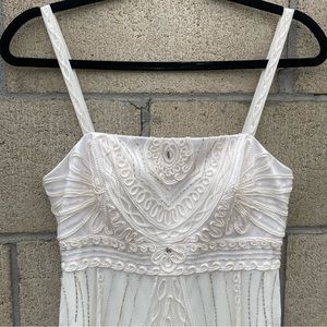 SUEWONG Nocturne, Ivory White Fashionably Nostalgic, Lace Piping Dress